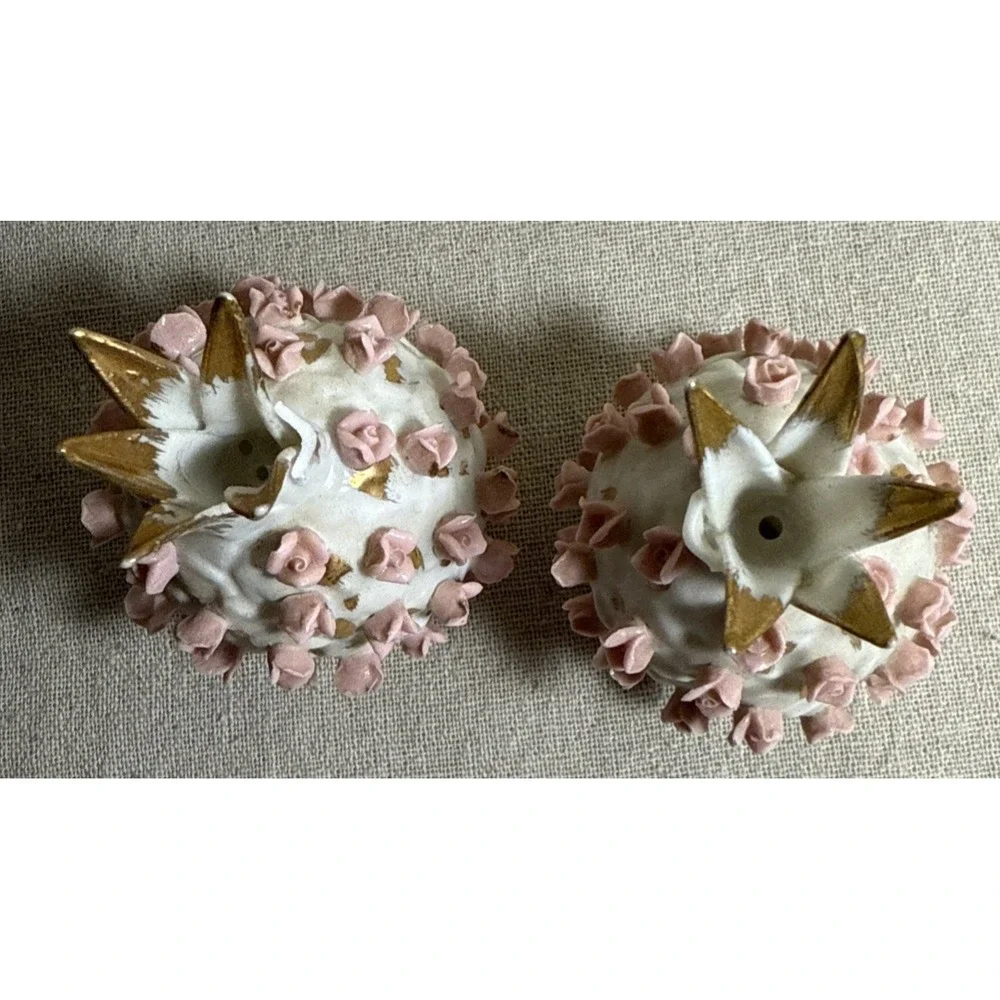 Vintage Lefton Rose Pineapple Salt and Pepper Shakers Made in Japan